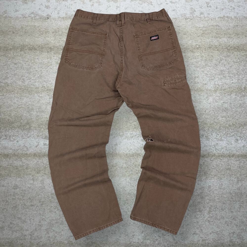 Vintage 90s Dickies Carpenter Pants 38x32 Baggy Wide Leg Chocolate Brown Canvas
